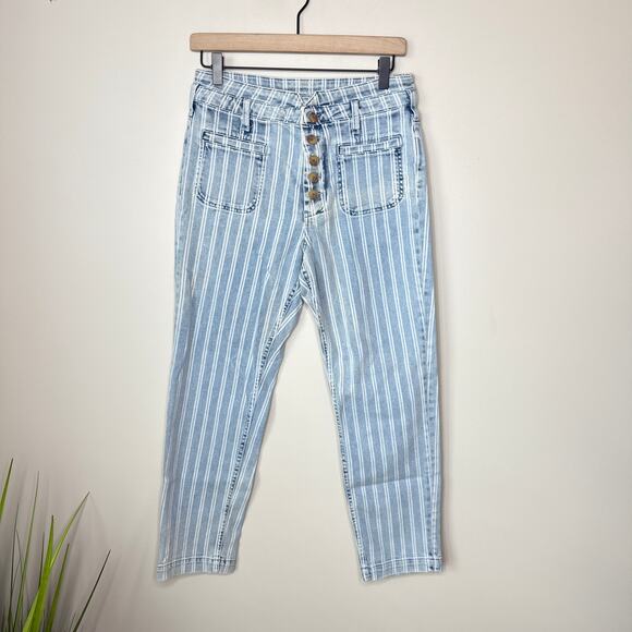NEW NWT Anthropologie Pilcro High-Rise Slim Acid Wash Striped Jeans Size 29 - Picture 4 of 14